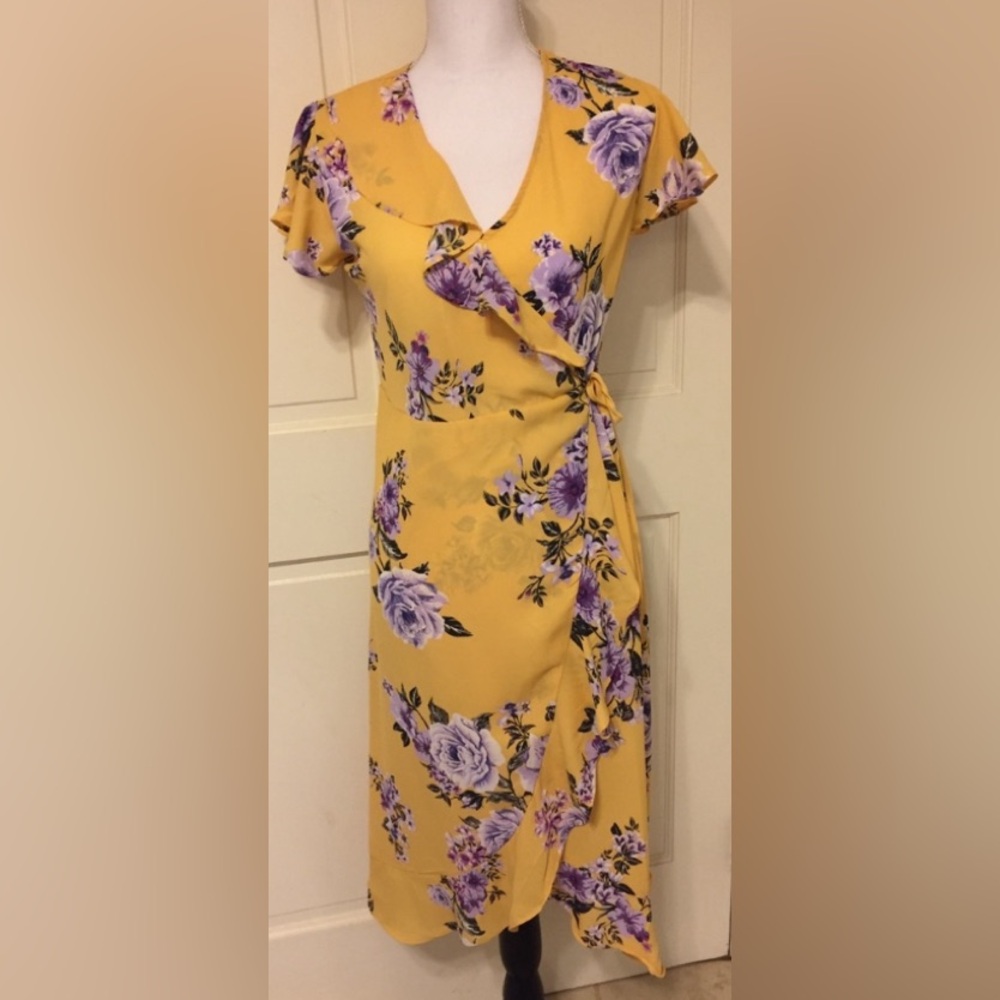 Miley & Molly Midi Wrap Yellow Dress Size S
